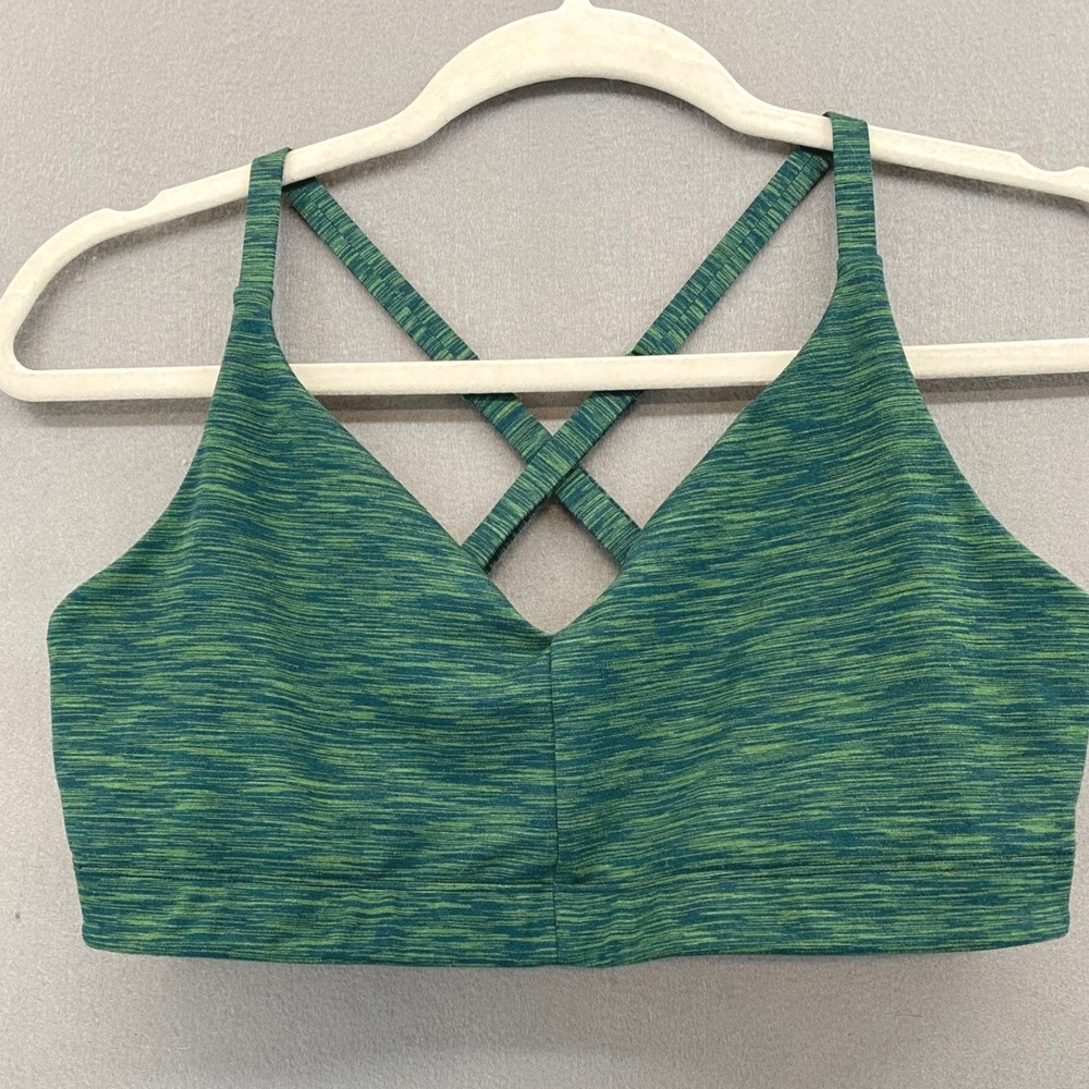 Outdoor Voices Green Space Dye V-Neck Adjustable Crossback Sports Bra Large